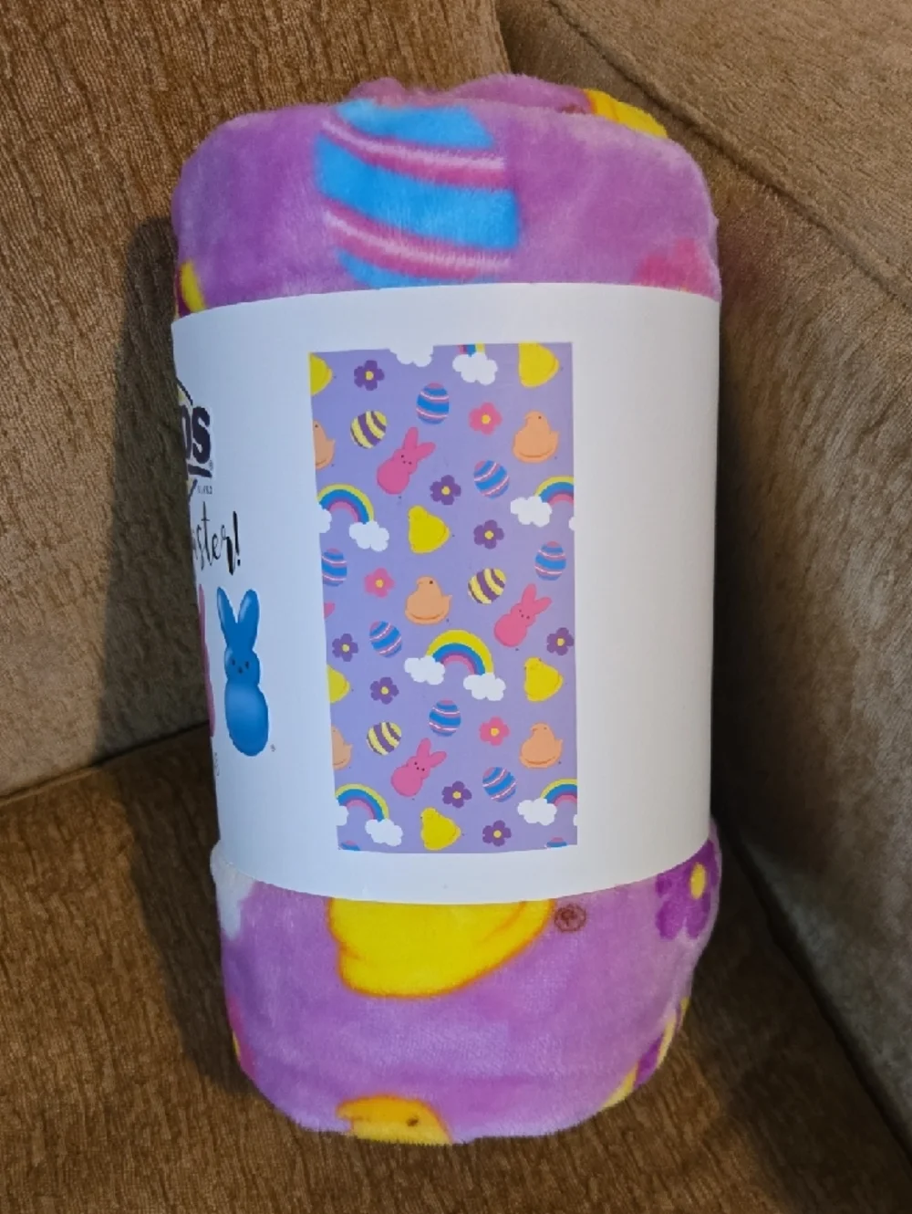 Peeps Happy Easter Plush Throw - Purple Bunny Print